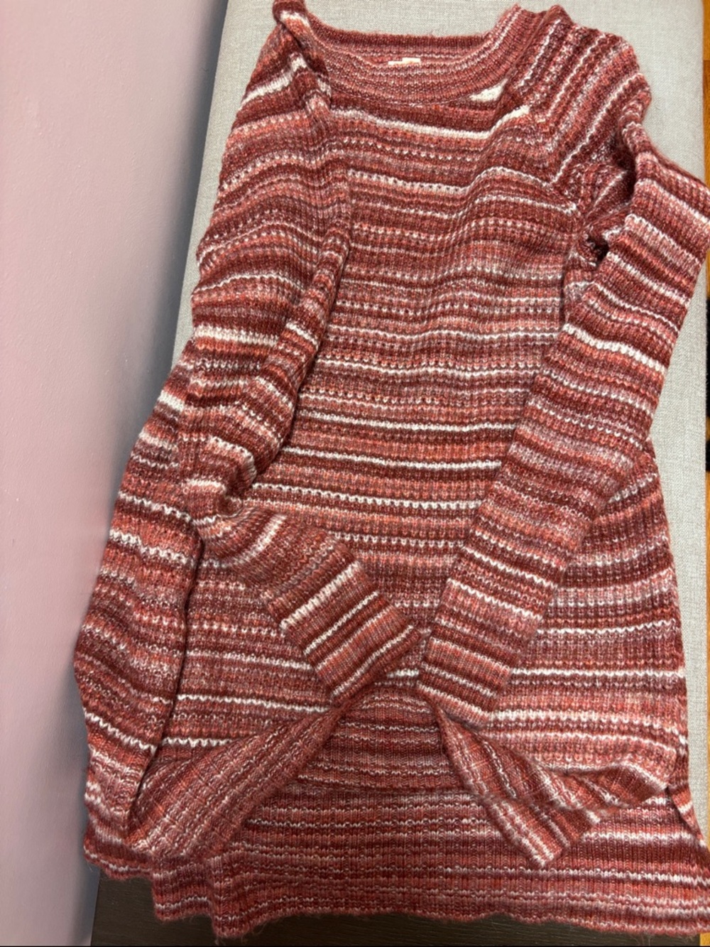 Cozy Multistripe Women's Sweater - Rust Pink